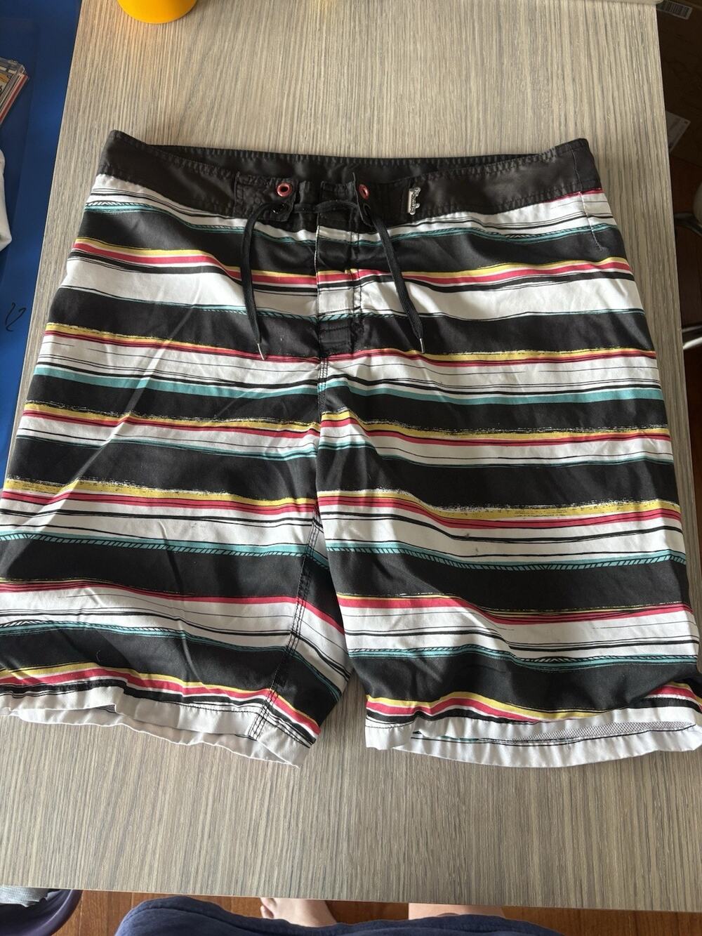 Mambo Australia Shorts Men’s L Color Block Striped Surf Swim Trunks Back Pocket